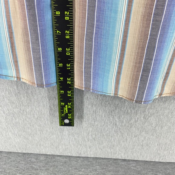 Bugatchi Mens Coastal Striped Button Down Shirt Large Blue Brown Long Sleeve - Picture 7 of 8